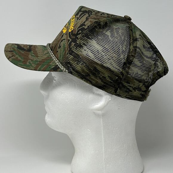 Vintage 90s Pickard Trucking Trucker Hat Baseball Cap Camo Mesh Snapback Green - Picture 6 of 9
